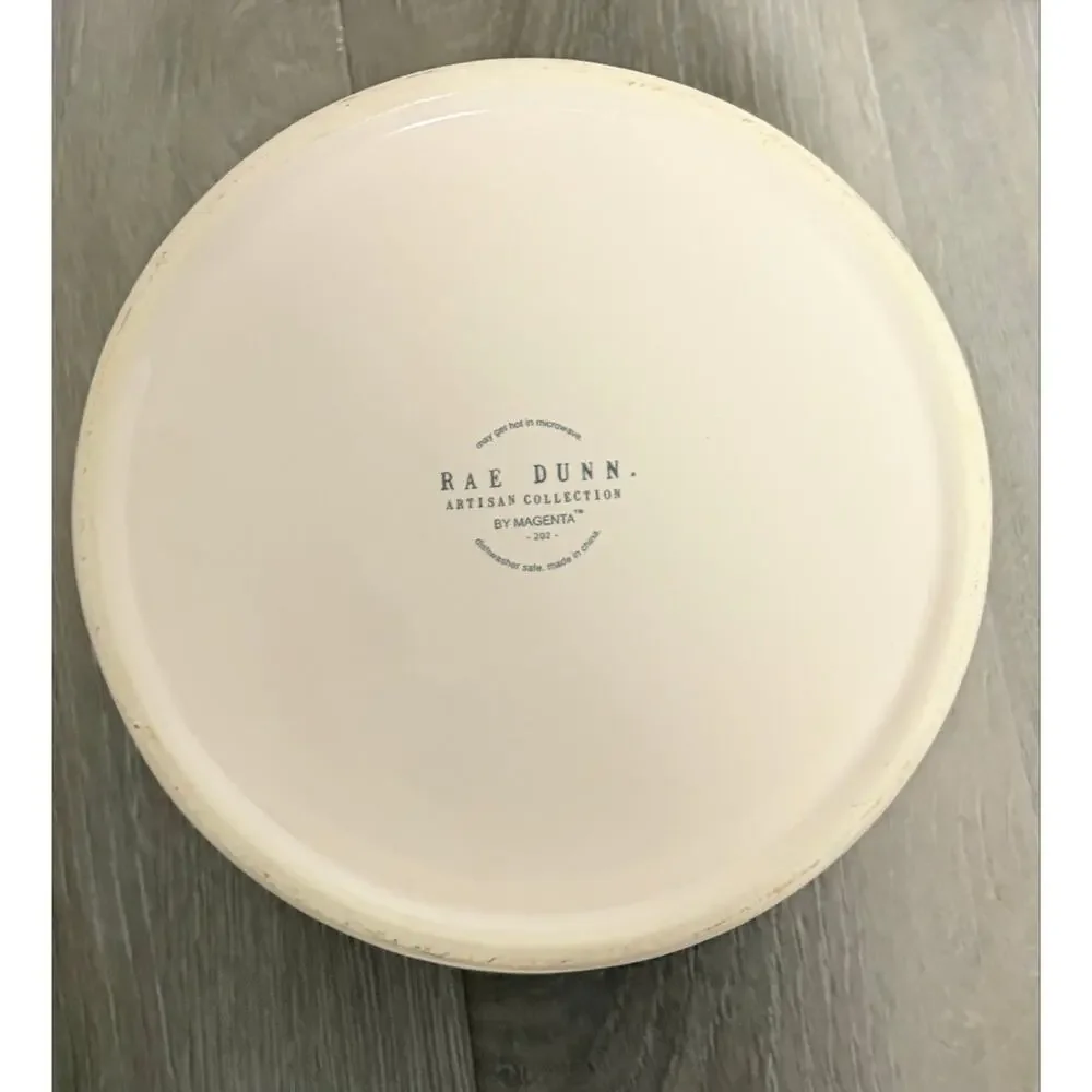 Rae Dunn OLIVER Large Ceramic Dog Pet Bowl 8
